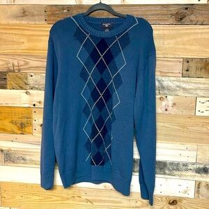 Dockers size XL blue argyle crewneck long sleeve sweater